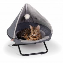 K&H Pet Products Hooded Elevated Cozy Pet Cot Small Gray 19" x 19" x 12"