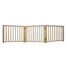 Four Paws Smart Design Folding Freestanding Gate 3 Panel Beige 24" - 68" x 1" x 17"