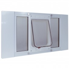 Ideal Pet Products Aluminum Sash ChubbyKat Flap Pet Door Medium White 1.25" x 15.06" x 33"