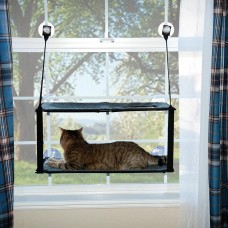 K&H Pet Products Kitty Sill - Double Stack EZ Window Mount Gray / Black 12" x 23" x 0.5" - KH9092