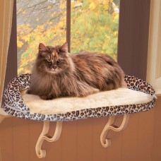 K&H Pet Products Deluxe Kitty Sill with Bolster Leopard 14" x 24" x 10" – KH9097