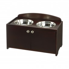 Richell Elegant Wooden Pet Feeder Large Dark Brown 23.8" x 13.4" x 15.4"